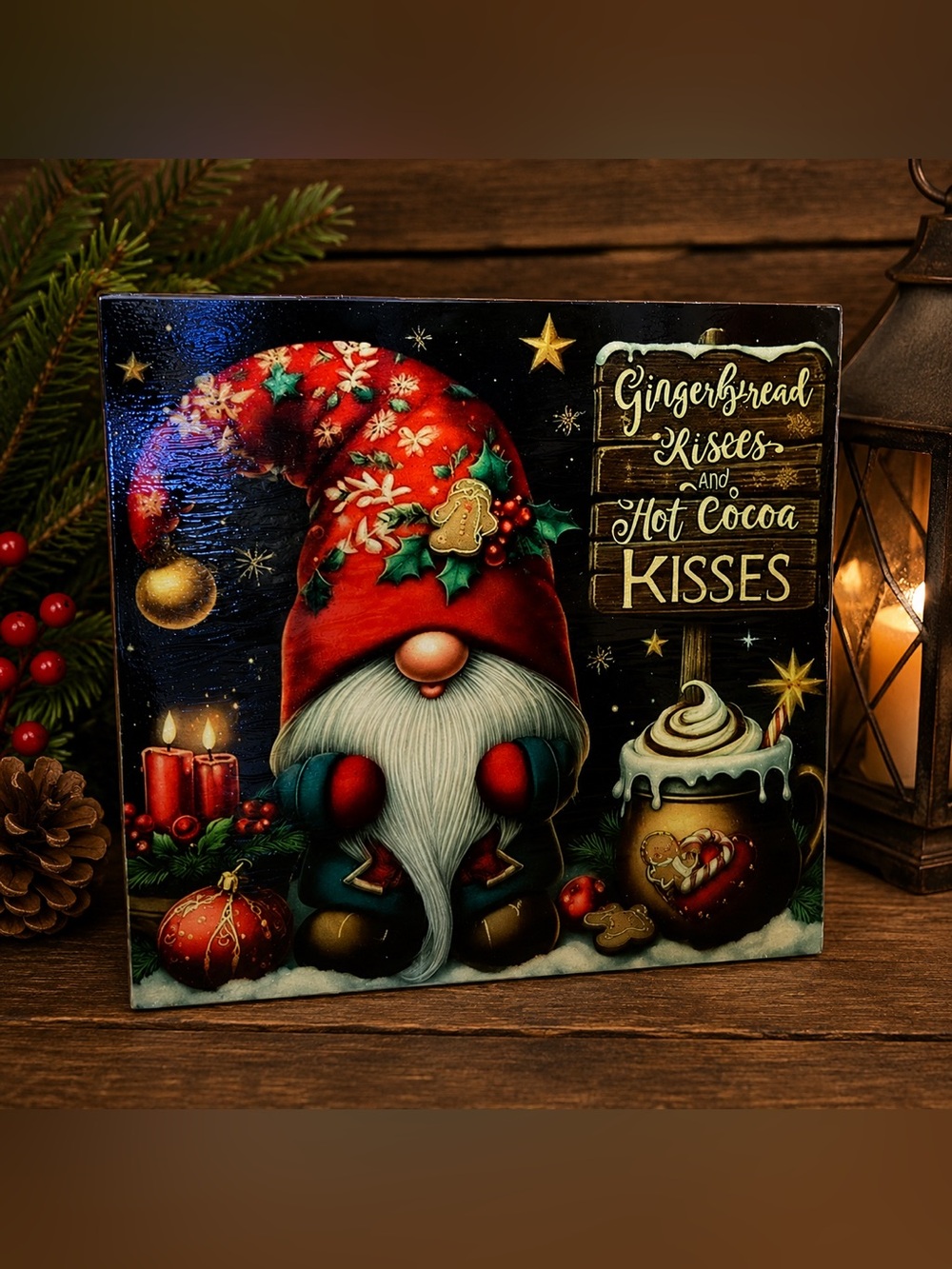 Gingerbread Kisses & Hot Cocoa Wishes Gnome Christmas Decor
